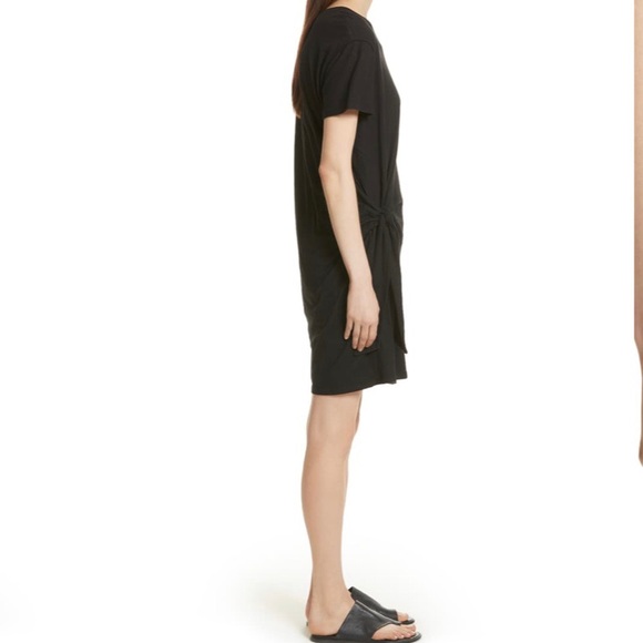 Vince side tie knot black tee shirt dress cotton - Picture 3 of 11